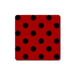 Polka Dots - Black on Dark Candy Apple Red Magnet (Square)