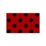 Polka Dots - Black on Dark Candy Apple Red Sticker (Rectangular)