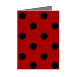 Polka Dots - Black on Dark Candy Apple Red Mini Greeting Card