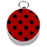 Polka Dots - Black on Dark Candy Apple Red Silver Compass