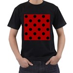 Polka Dots - Black on Dark Candy Apple Red Men s T-Shirt (Black)