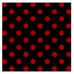 Polka Dots - Dark Candy Apple Red on Black Large Satin Scarf (Square)