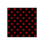 Polka Dots - Dark Candy Apple Red on Black Satin Bandana Scarf