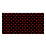 Polka Dots - Dark Candy Apple Red on Black Satin Shawl