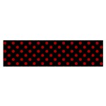 Polka Dots - Dark Candy Apple Red on Black Satin Scarf (Oblong)