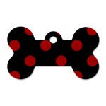 Polka Dots - Dark Candy Apple Red on Black Dog Tag Bone (Two Sides)