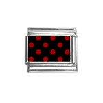 Polka Dots - Dark Candy Apple Red on Black Italian Charm (9mm)