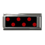 Polka Dots - Dark Candy Apple Red on Black Superlink Italian Charm (9mm)