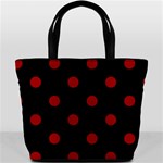 Polka Dots - Dark Candy Apple Red on Black Bucket Bag