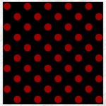 Polka Dots - Dark Candy Apple Red on Black Canvas 12  x 12 