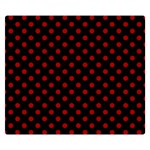 Polka Dots - Dark Candy Apple Red on Black Double Sided Flano Blanket (Small)