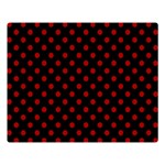 Polka Dots - Dark Candy Apple Red on Black Double Sided Flano Blanket (Large)