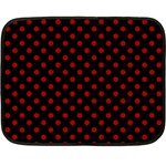 Polka Dots - Dark Candy Apple Red on Black Double Sided Fleece Blanket (Mini)