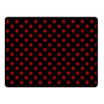 Polka Dots - Dark Candy Apple Red on Black Fleece Blanket (Small) (One Side)