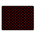 Polka Dots - Dark Candy Apple Red on Black Double Sided Fleece Blanket (Small) (Two Sides)