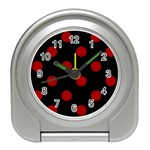 Polka Dots - Dark Candy Apple Red on Black Desk Alarm Clock