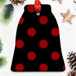 Polka Dots - Dark Candy Apple Red on Black Ornament (Bell)