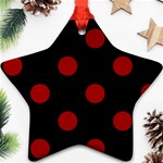 Polka Dots - Dark Candy Apple Red on Black Ornament (Star)