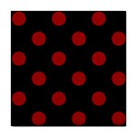 Polka Dots - Dark Candy Apple Red on Black Tile Coaster