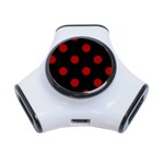 Polka Dots - Dark Candy Apple Red on Black Portable USB Hub (One Side)