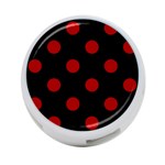 Polka Dots - Dark Candy Apple Red on Black 4-Port USB Hub (One Side)