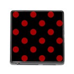 Polka Dots - Dark Candy Apple Red on Black Memory Card Reader (Square)