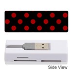 Polka Dots - Dark Candy Apple Red on Black Memory Card Reader (Stick)