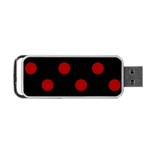 Polka Dots - Dark Candy Apple Red on Black Portable USB Flash (One Side)