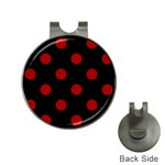 Polka Dots - Dark Candy Apple Red on Black Golf Ball Marker Hat Clip