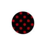 Polka Dots - Dark Candy Apple Red on Black Golf Ball Marker (10 pack)