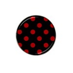 Polka Dots - Dark Candy Apple Red on Black Hat Clip Ball Marker