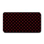 Polka Dots - Dark Candy Apple Red on Black Medium Bar Mat
