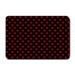 Polka Dots - Dark Candy Apple Red on Black Small Doormat