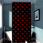 Polka Dots - Dark Candy Apple Red on Black Shower Curtain 36  x 72  (Stall)