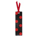 Polka Dots - Dark Candy Apple Red on Black Small Book Mark