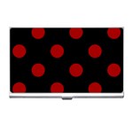 Polka Dots - Dark Candy Apple Red on Black Business Card Holder