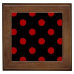 Polka Dots - Dark Candy Apple Red on Black Framed Tile