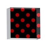 Polka Dots - Dark Candy Apple Red on Black 4 x 4  Acrylic Photo Block