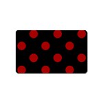Polka Dots - Dark Candy Apple Red on Black Magnet (Name Card)
