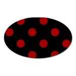 Polka Dots - Dark Candy Apple Red on Black Magnet (Oval)
