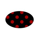 Polka Dots - Dark Candy Apple Red on Black Sticker Oval (100 pack)