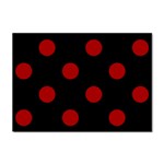 Polka Dots - Dark Candy Apple Red on Black Sticker A4 (10 pack)