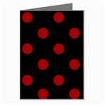 Polka Dots - Dark Candy Apple Red on Black Greeting Card