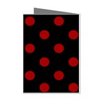 Polka Dots - Dark Candy Apple Red on Black Mini Greeting Cards (Pkg of 8)