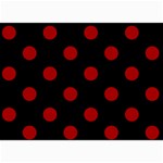Polka Dots - Dark Candy Apple Red on Black 5  x 7  Photo Cards