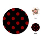 Polka Dots - Dark Candy Apple Red on Black Playing Cards (Round)