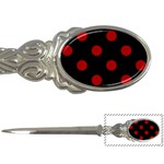 Polka Dots - Dark Candy Apple Red on Black Letter Opener