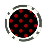 Polka Dots - Dark Candy Apple Red on Black Poker Chip Card Guard (10 pack)