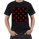 Polka Dots - Dark Candy Apple Red on Black Men s T-Shirt (Black)