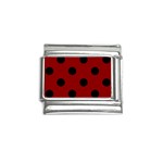 Polka Dots - Black on Dark Red Italian Charm (9mm)